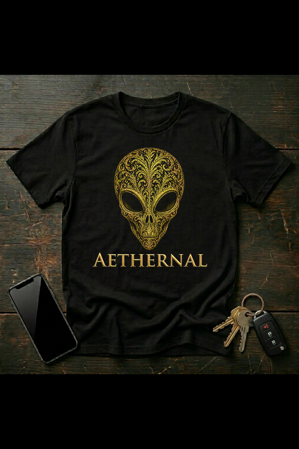 Mystical Alien Skull Art – Sacred Geometry Style | Symbolic Dark Luxury Design