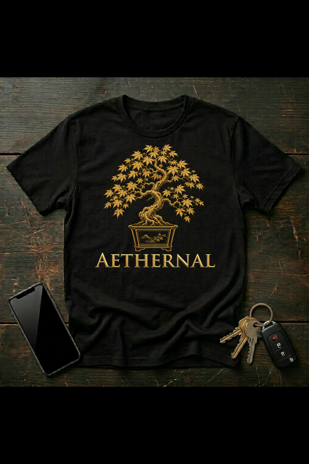 Golden Japanese Maple Bonsai – Symbolic Wisdom Tree Art | Ornamental Zen Nature Design