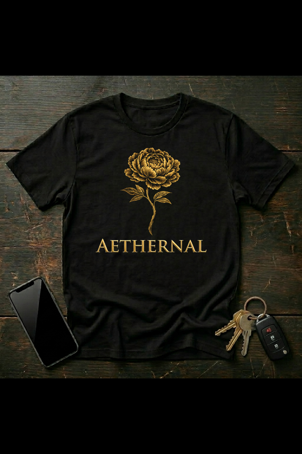 Golden Peony Blossom – Elegant Floral Symbol | AETHERNAL Botanical Art