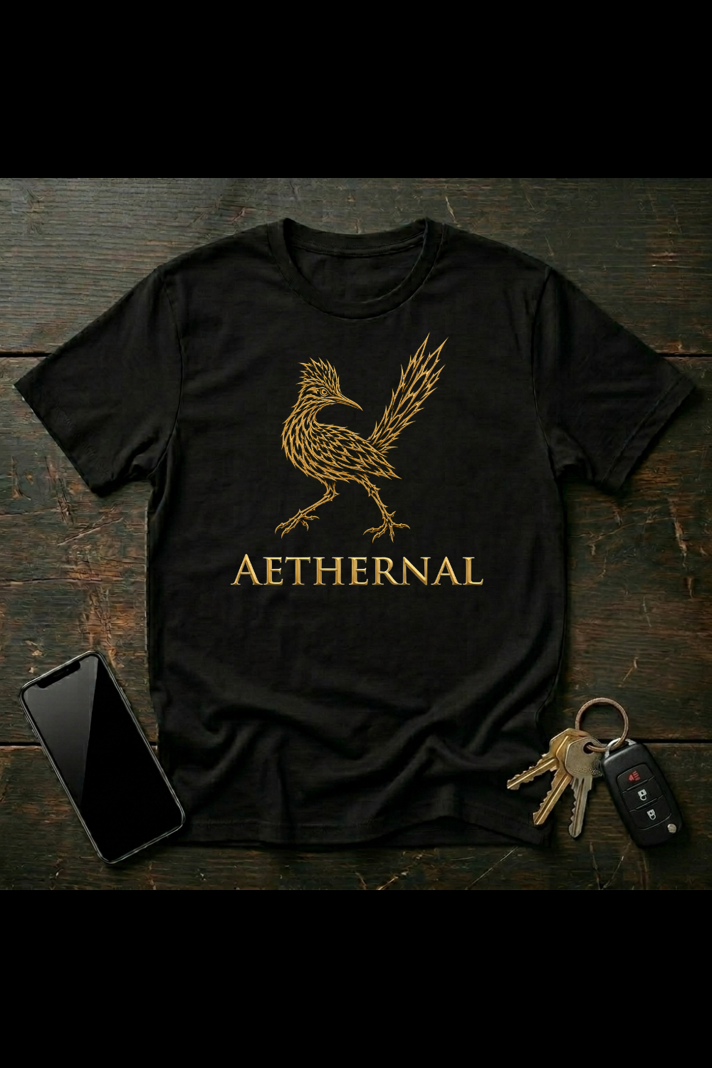 Golden Roadrunner – Desert Spirit Symbol | AETHERNAL Tribal Wildlife Art
