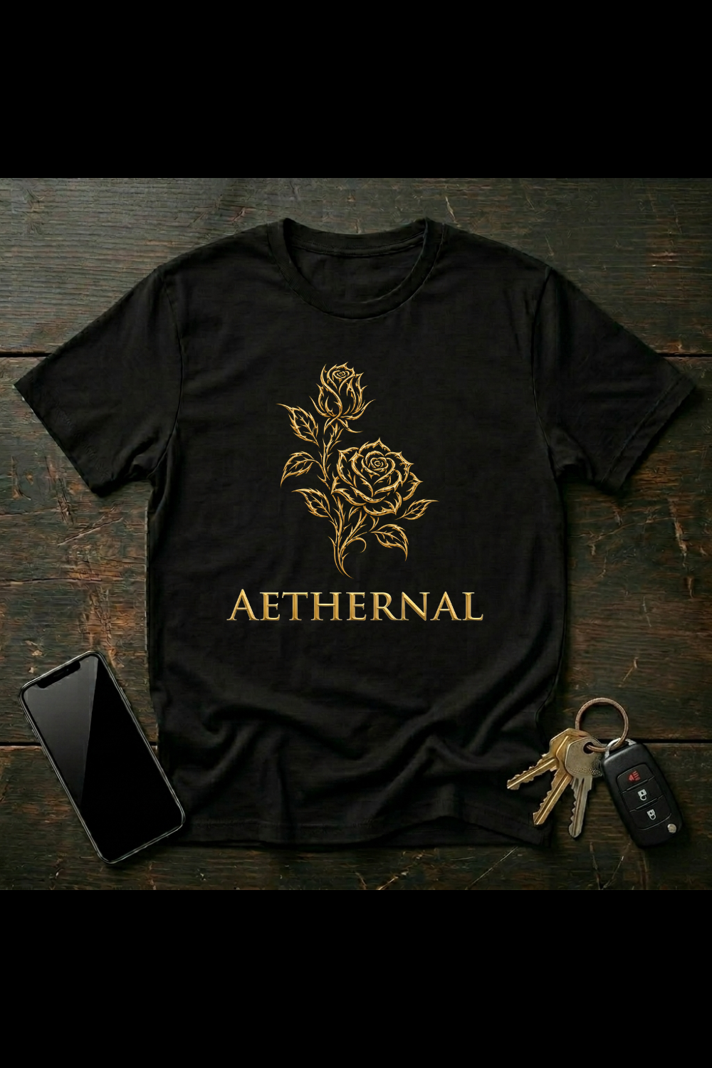 Golden Tribal Roses – Thorned Beauty Symbol | AETHERNAL Gothic Floral Art