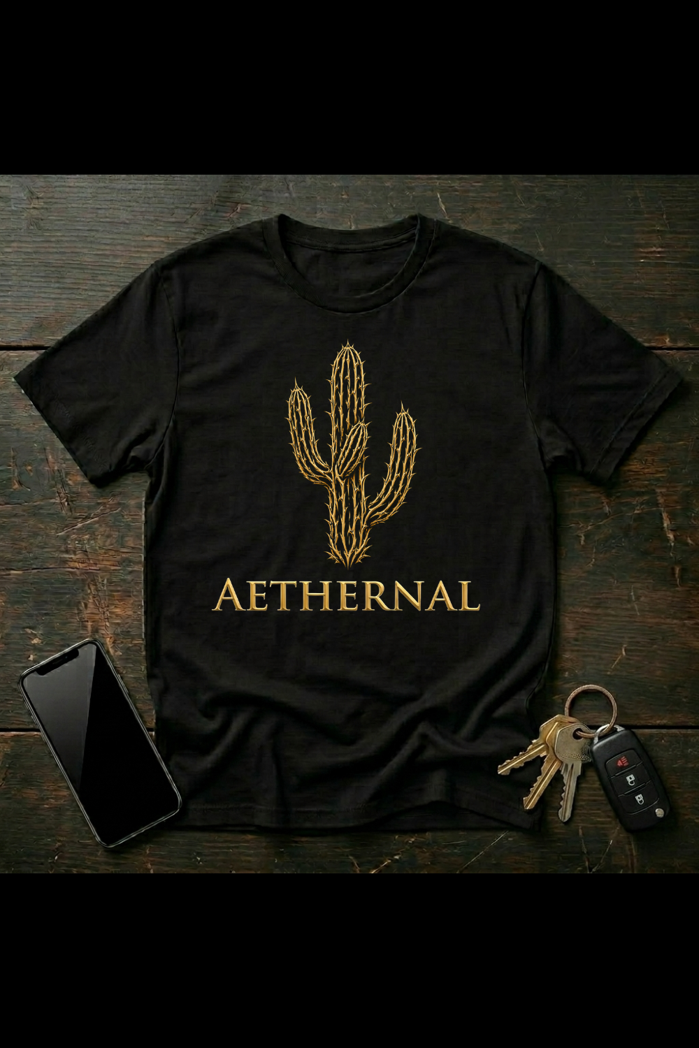 Tribal Saguaro Cactus – Desert Strength Symbol | AETHERNAL Minimalist Southwest Art