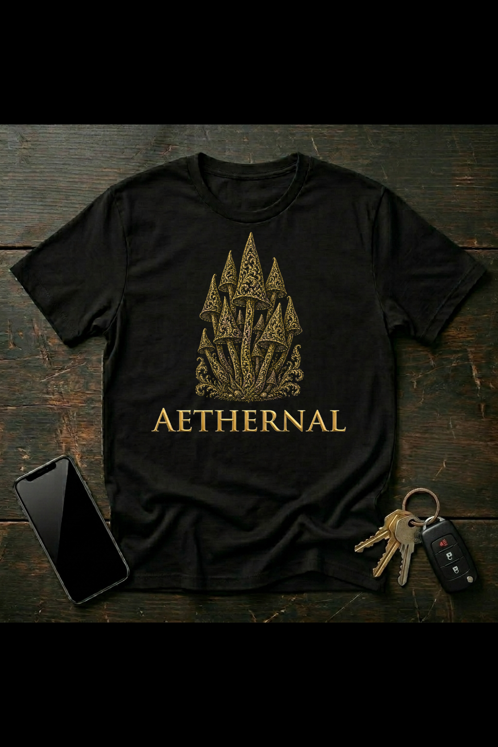 Ornate Magic Mushroom Cluster – Psychedelic Forest Art | AETHERNAL