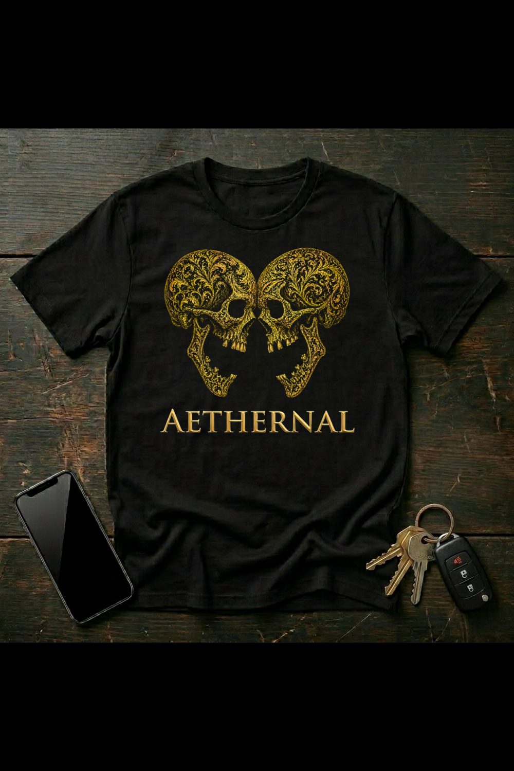 Dual Skull Mirror Art – Gothic Psychedelic Symmetry | AETHERNAL