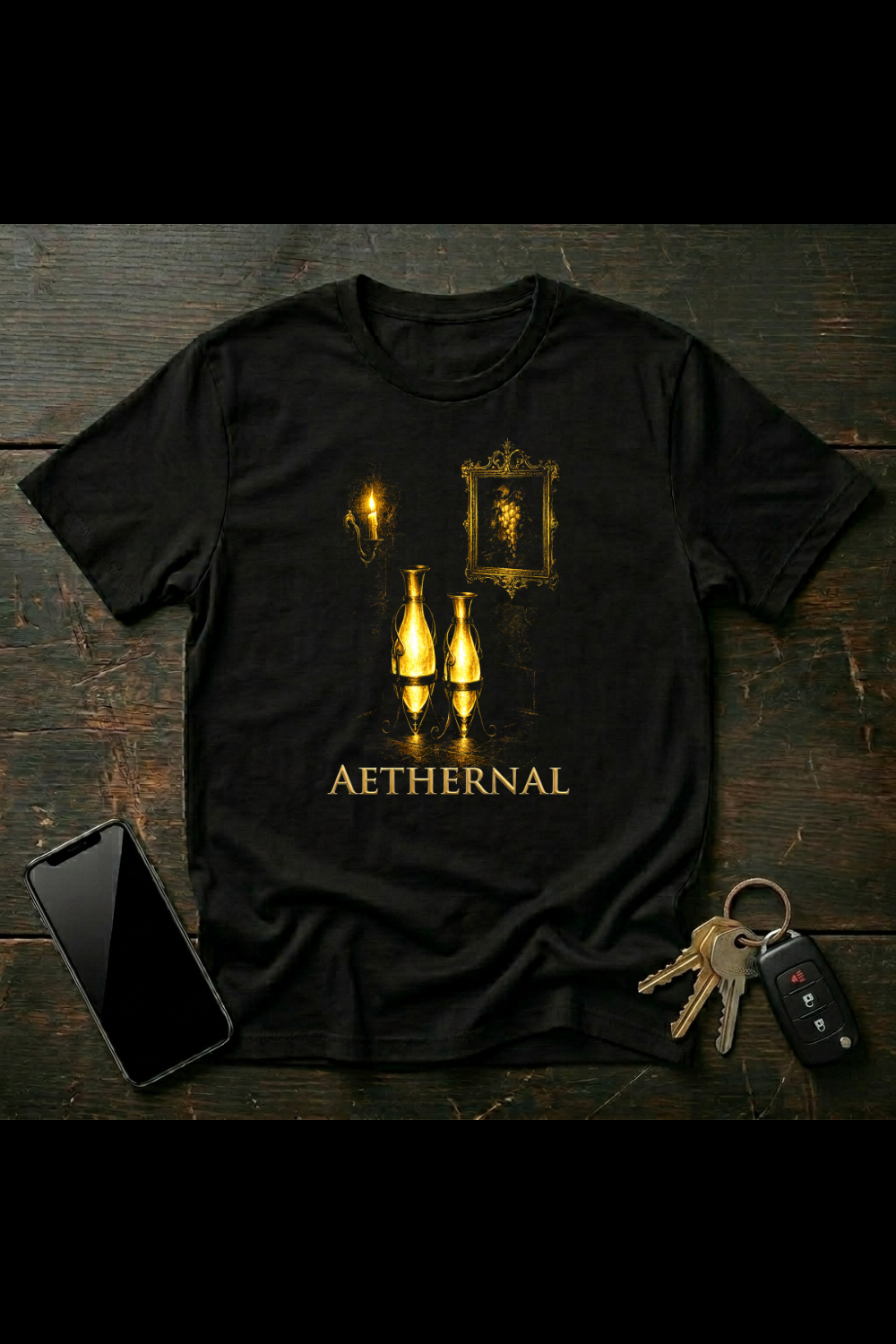 Golden Vessels Still Life – Surreal Realm Interior Art