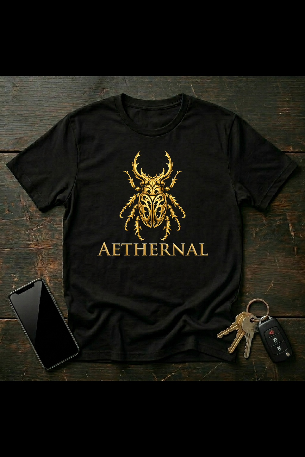 Decorative Stag Beetle Illustration – Gothic Beetle Art | Ornamental Insect Design | AETHERNAL