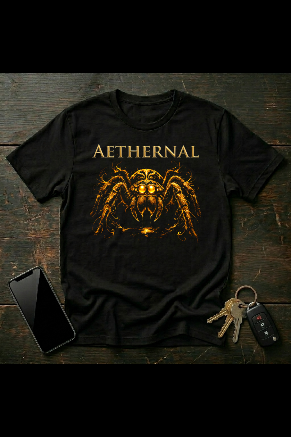 Celestial Jumping Spider Art – Ornamental Spider Illustration | Gothic Arachnid Design | AETHERNAL
