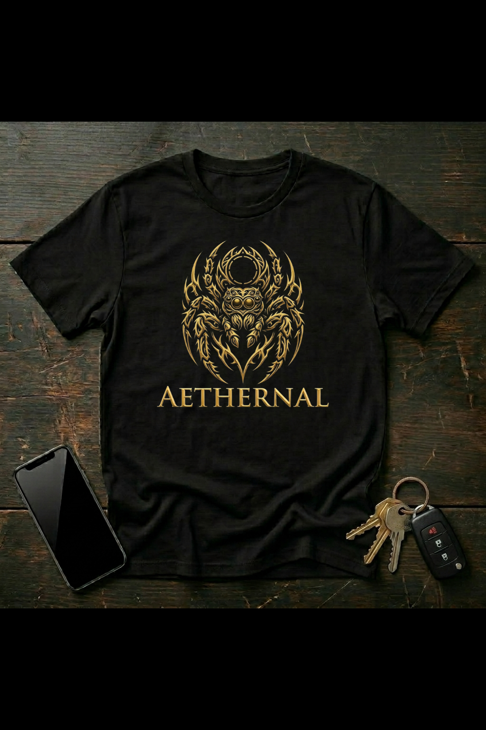 Decorative Jumping Spider Emblem – Gothic Spider Art | Ornamental Arachnid Illustration | AETHERNAL