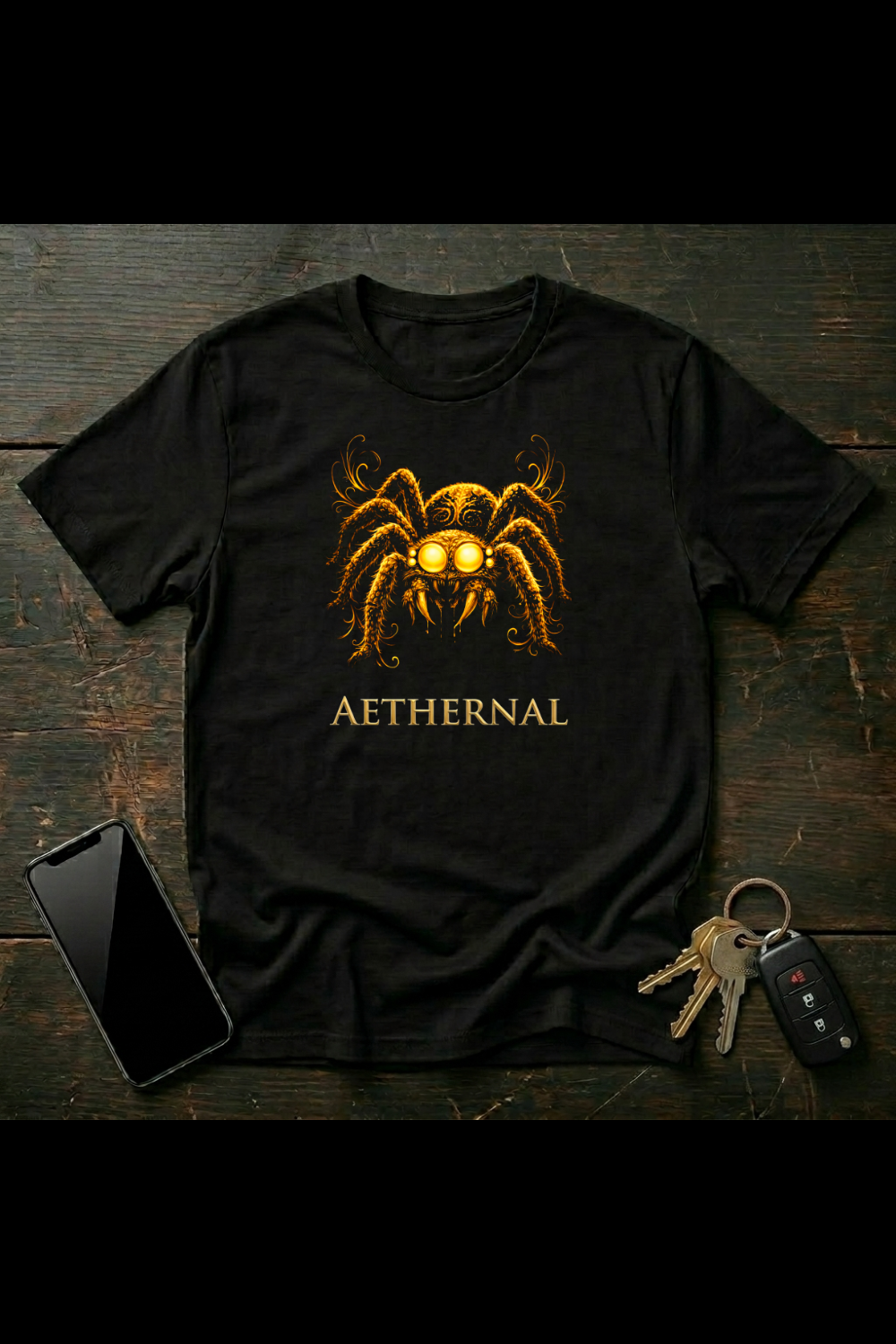 Celestial Jumping Spider Illustration – Gothic Spider Art | Fantasy Arachnid Design | AETHERNAL