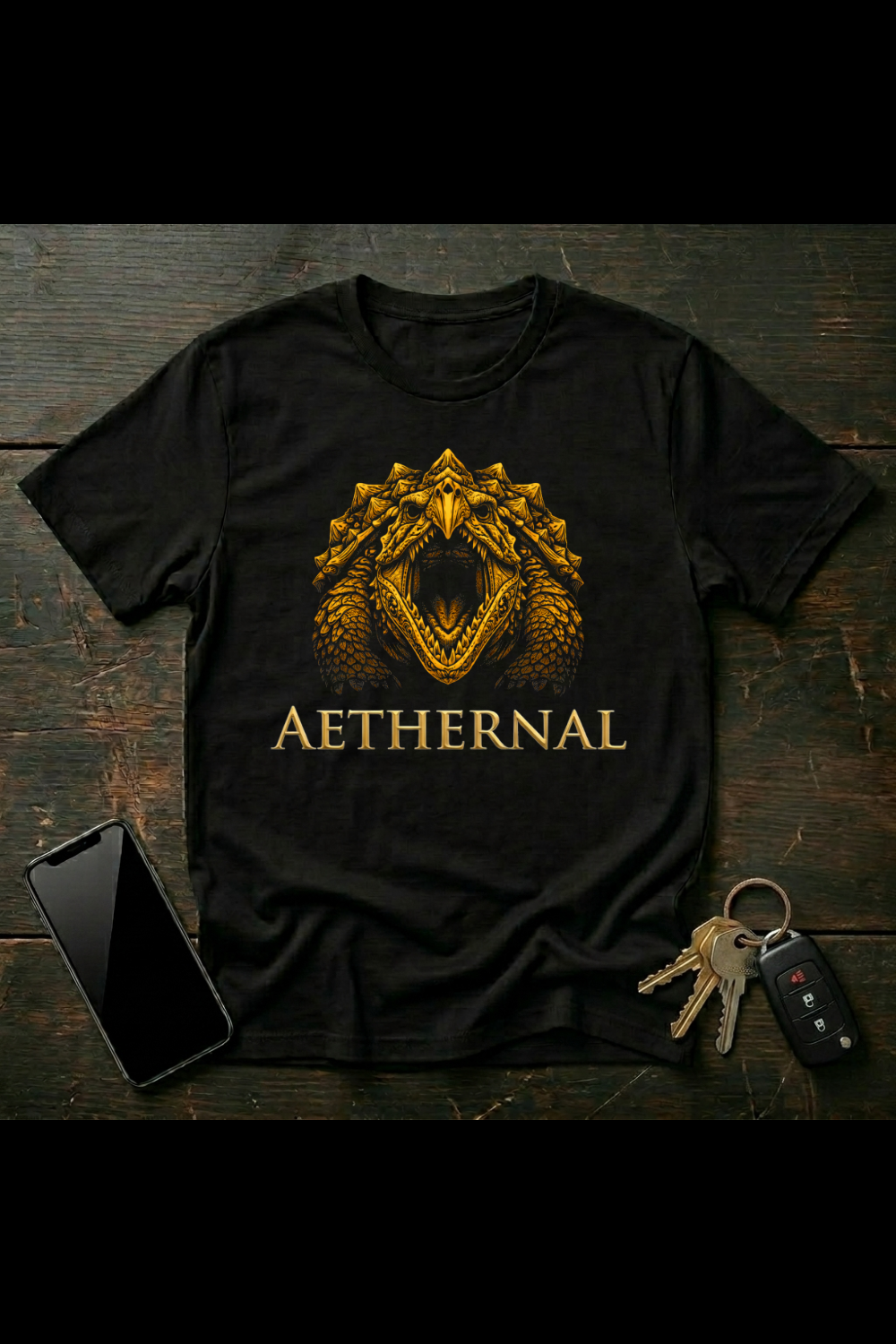 Decorative Snapping Turtle Illustration – Gothic Turtle Art | Ornamental Reptile Design | AETHERNAL