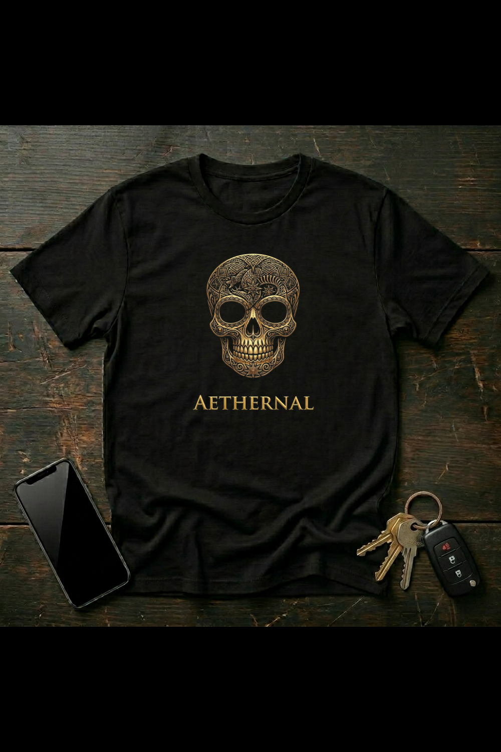 Decorative Ornamental Skull Artwork – Gothic Sugar Skull Illustration | Tribal Skeleton Art | AETHERNAL