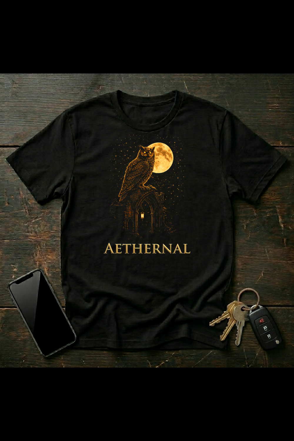 Moonlit Owl on Gothic Ruins | Dark Fantasy Realm Illustration | AETHERNAL