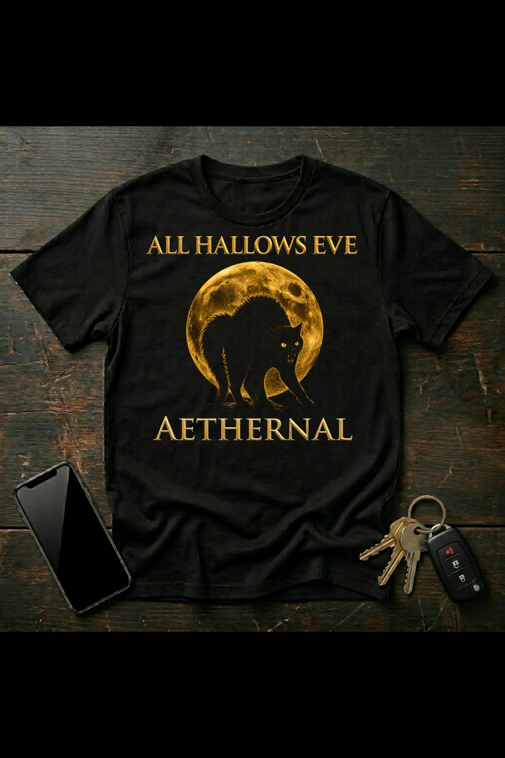 Black Cat & Full Moon | Gothic Halloween Art | AETHERNAL
