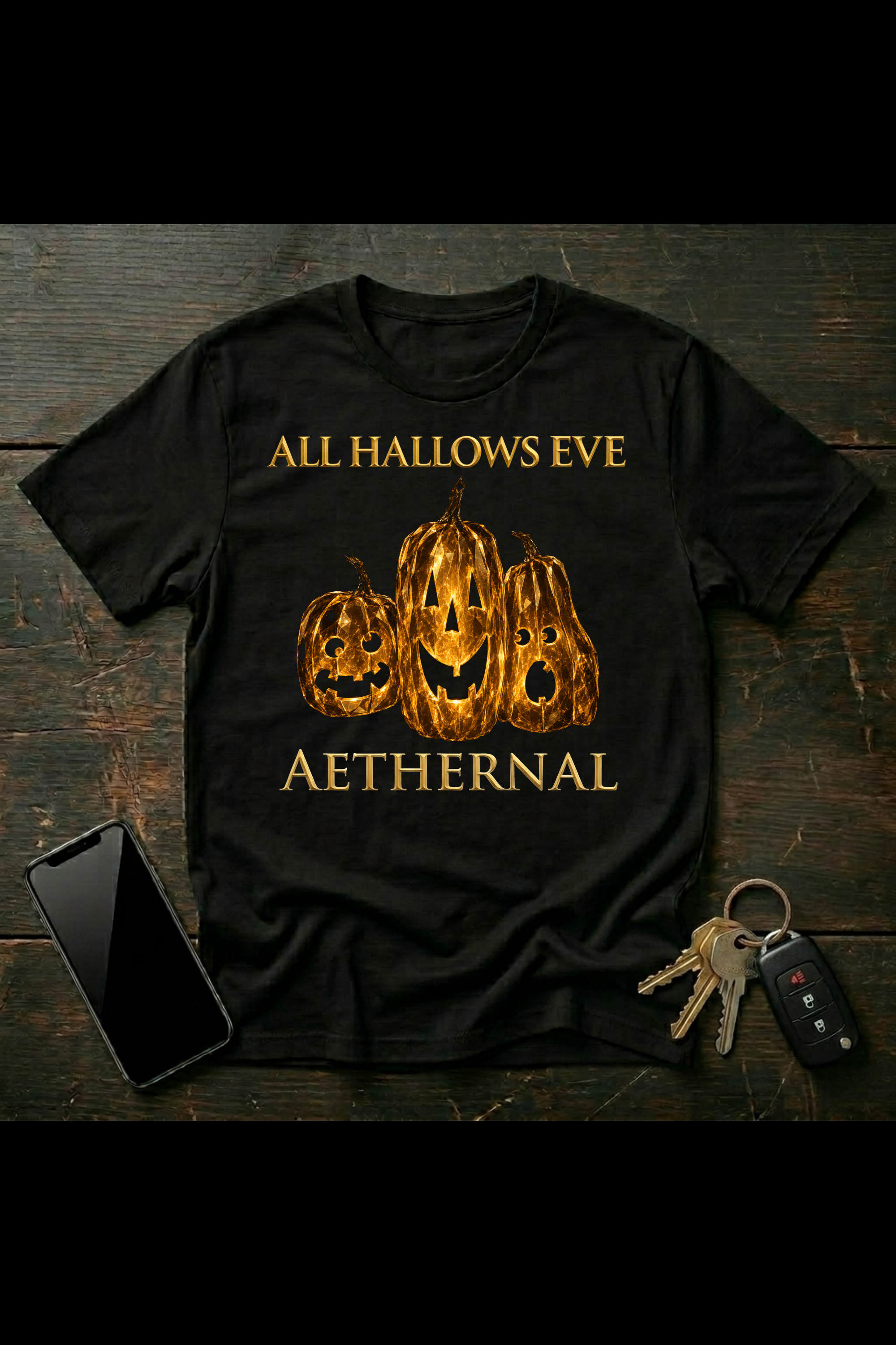 Golden Jack-O'-Lanterns | Gothic Halloween Pumpkin Art | AETHERNAL