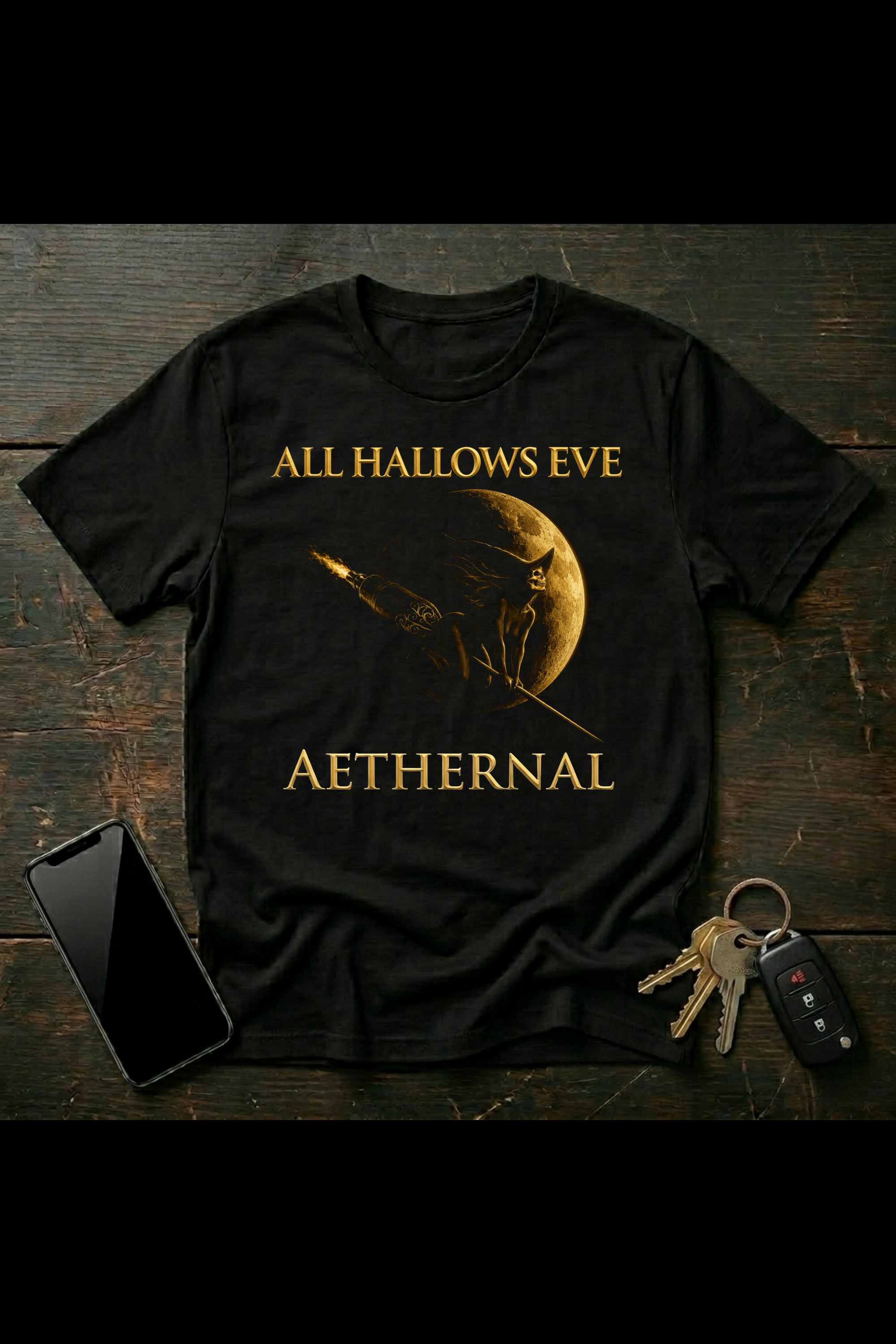 Night Rider | Skeletal Witch & Moon Gothic Halloween Art | AETHERNAL